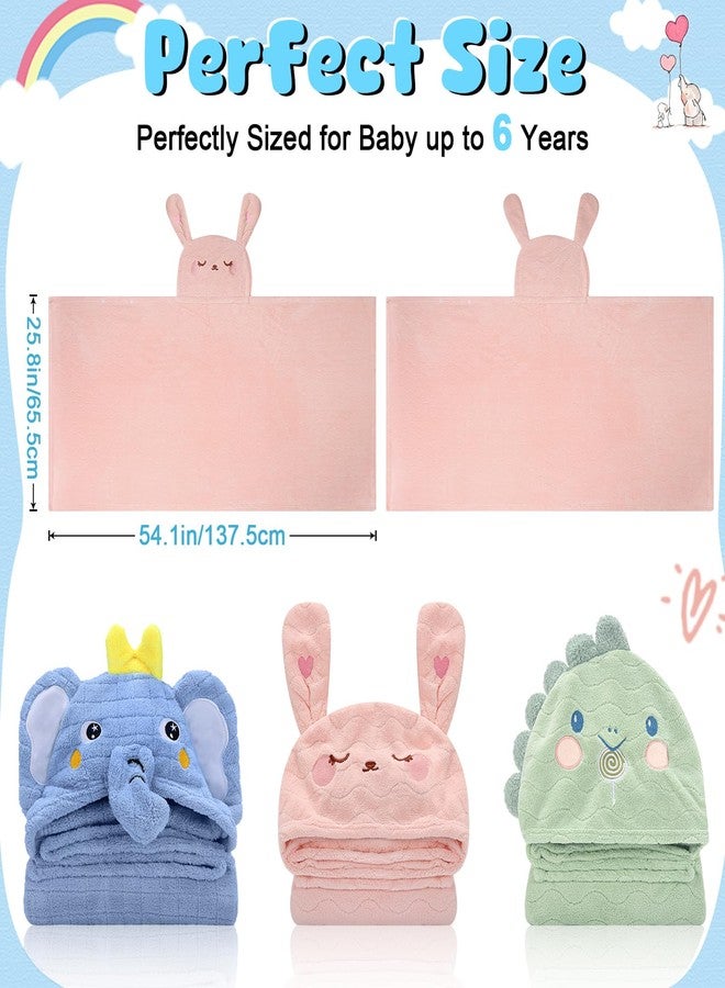 مناشف أطفال بغطاء رأس من VZZNN، عبوة من قطعتين - 26 × 55 بوصة، مناشف استحمام فائقة النعومة للأطفال حديثي الولادة، مناشف فائقة الامتصاص ومضادة للحساسية للأطفال الصغار من عمر 0 إلى 6 سنوات (فيل + أرنب) - Image 2